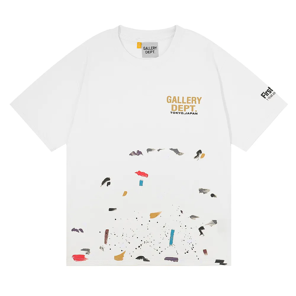 No. 6007, batch 104, GALLERY DEPT TOKYO JAPAN limited edition, colorful printed splash-ink high street loose TEE. Selected 230g 32-count smooth double yarn fabric, fine workmanship and superb quality! The fit is loose and super comfortable to wear, and the size is 2 sizes larger than the normal domestic size. Color: apricot, black, white Size: S M L